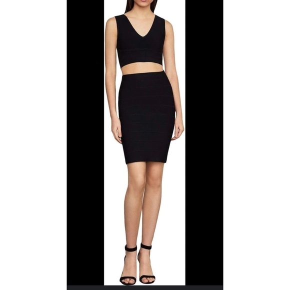 BCBG MaxAzria Alexa Bandage Skirt High Rise Bodycon Black Extra Small Pull On - Picture 1 of 10